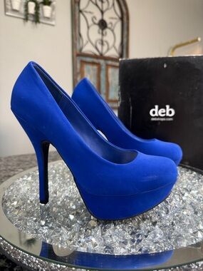 deb Cobalt royal Blue Platform Stiletto Pumps EUC 7.5